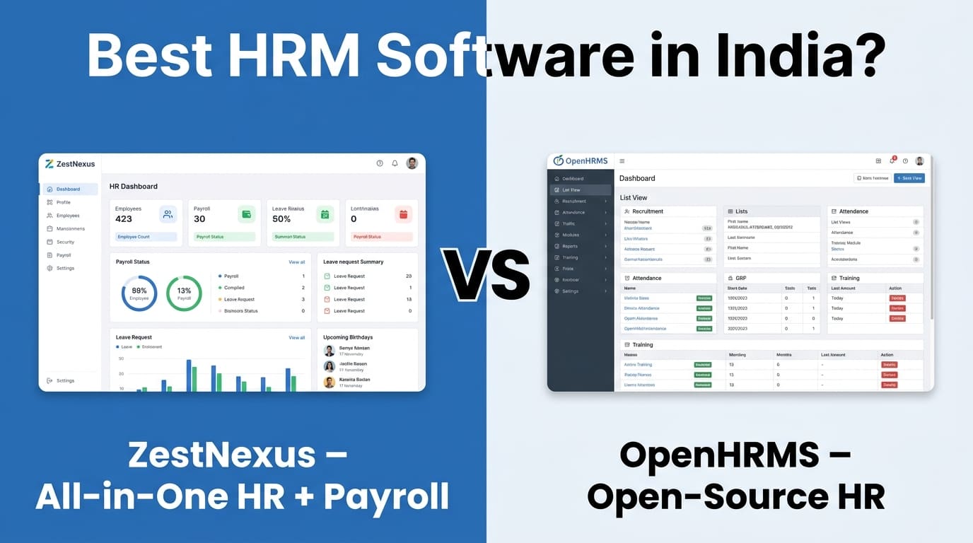 ZestNexus vs OpenHRMS: Get the Best HRM Software in India for 2026